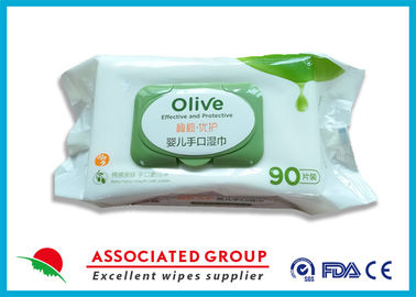 Spunlace Material Baby Wet Wipes Olive Effective &amp; Protective 15 * 20cm Size